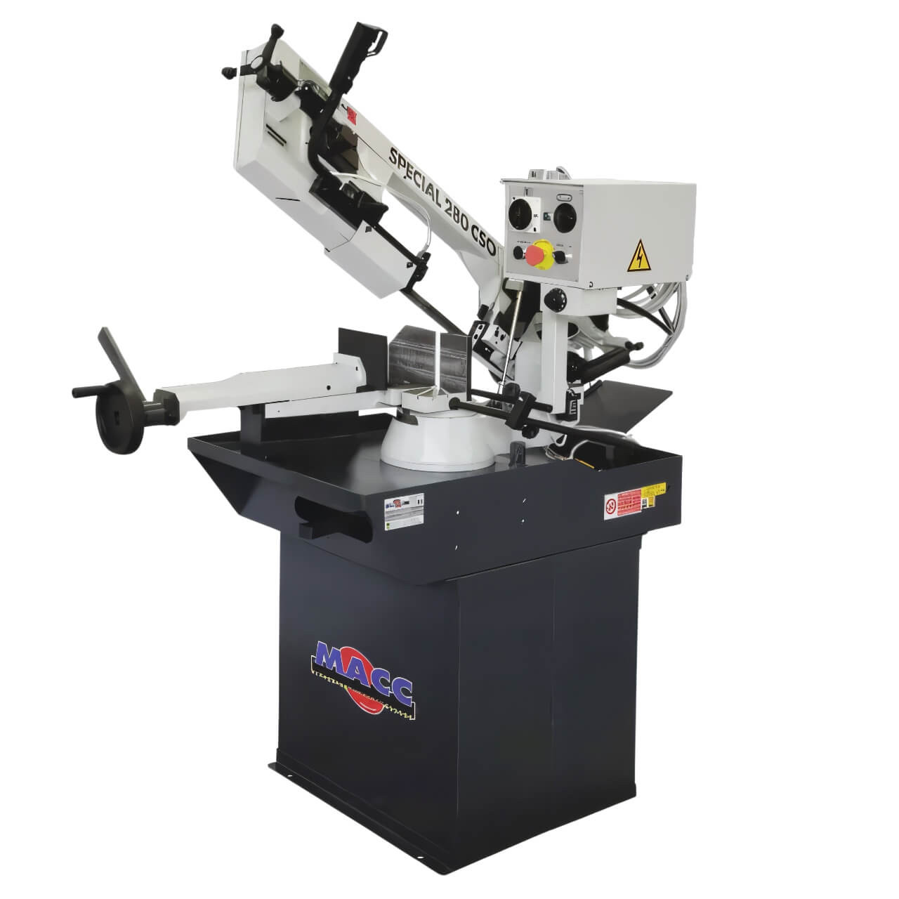 Macc Bandsaw 220mm Cap Swivel Head RH Mitre 240V 1PH Hyd Downfeed