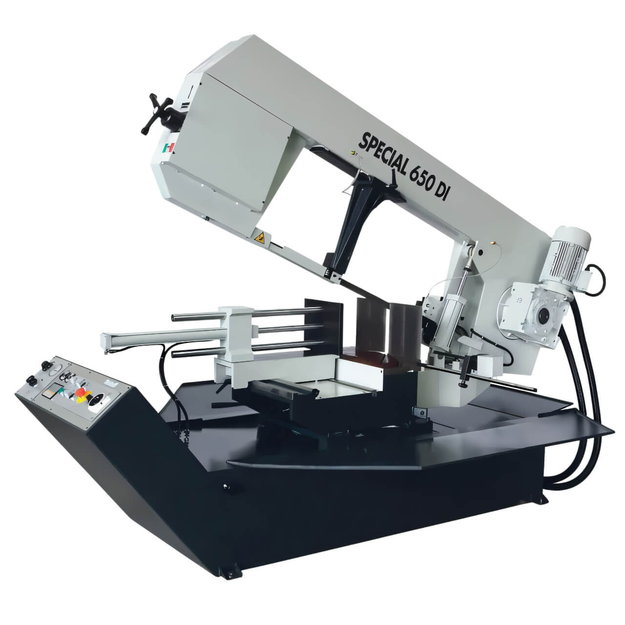 Macc Bandsaw Semi Auto 460mm Cap Swivel Head Dual Mitre 22 - 73MPM Variable Speed 415V 3PH