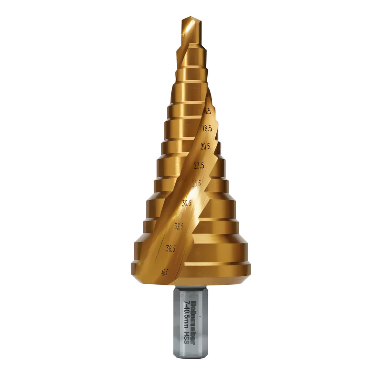 Holemaker Step Drill Spiral Flute 13 Steps Varied Step Length 7-40.5mm