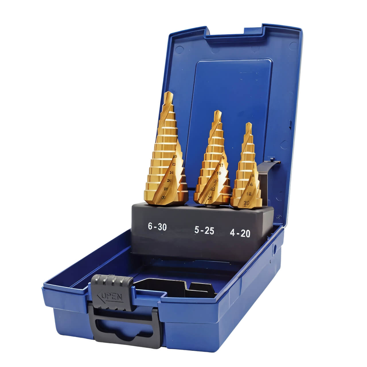 Holemaker Spiral Flute Step Drill Set 3 Pce 4-20mm / 5-25mm / 6-30mm