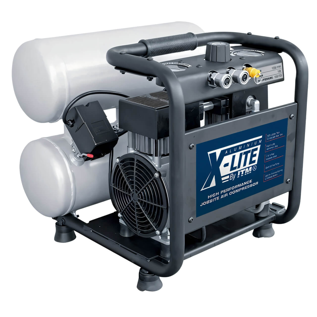 ITM X-Lite Air Compressor Silent 2Hp Aluminium Twin Tank 16L Fad 125L/Min