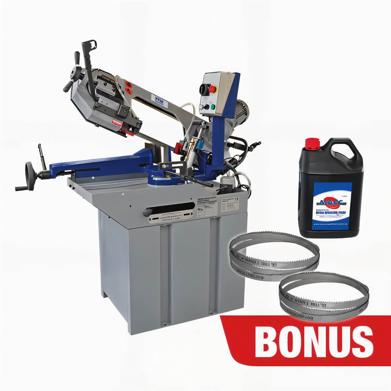 ITM Bandsaw 220mm Cap Swivel Head 2 Speed 415V 3PH Hyd Down Feed