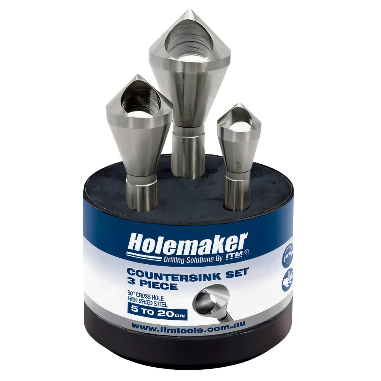 Holemaker Cross Hole Countersink Set, 90 Degree, 3pc