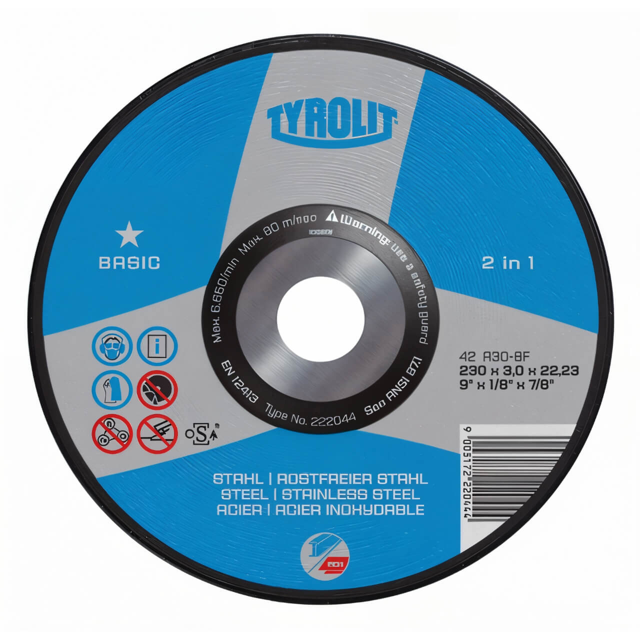 Tyrolit A30Q 115x2.5x22 FE/SS GP Cutting Disc