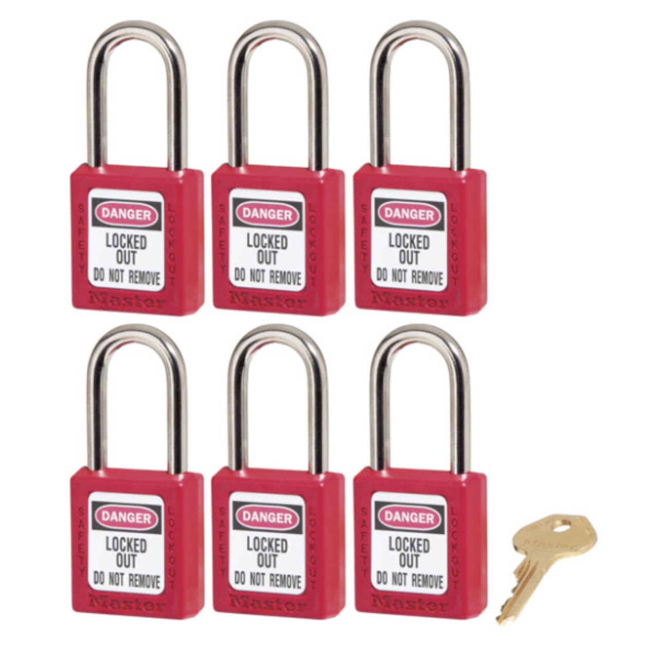 Master Lock Safety Padlock 0410 Zenex 38/44mm Red KA 6pk