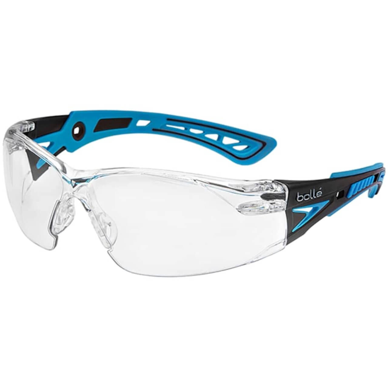 Bolle Rush+ Small Black/Blue Temples Platinum AS/AF Clear Lens