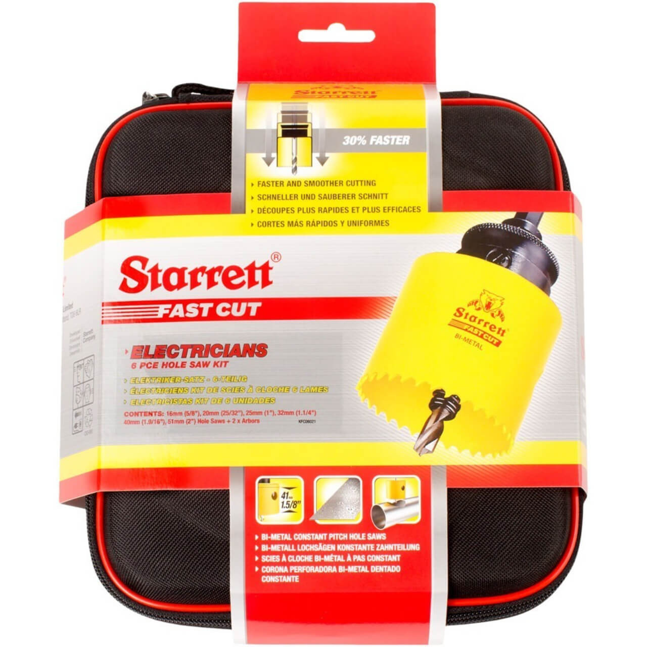 Starrett Bi-Metal Fast Cut 6 Pc Electricians Holesaw Kit