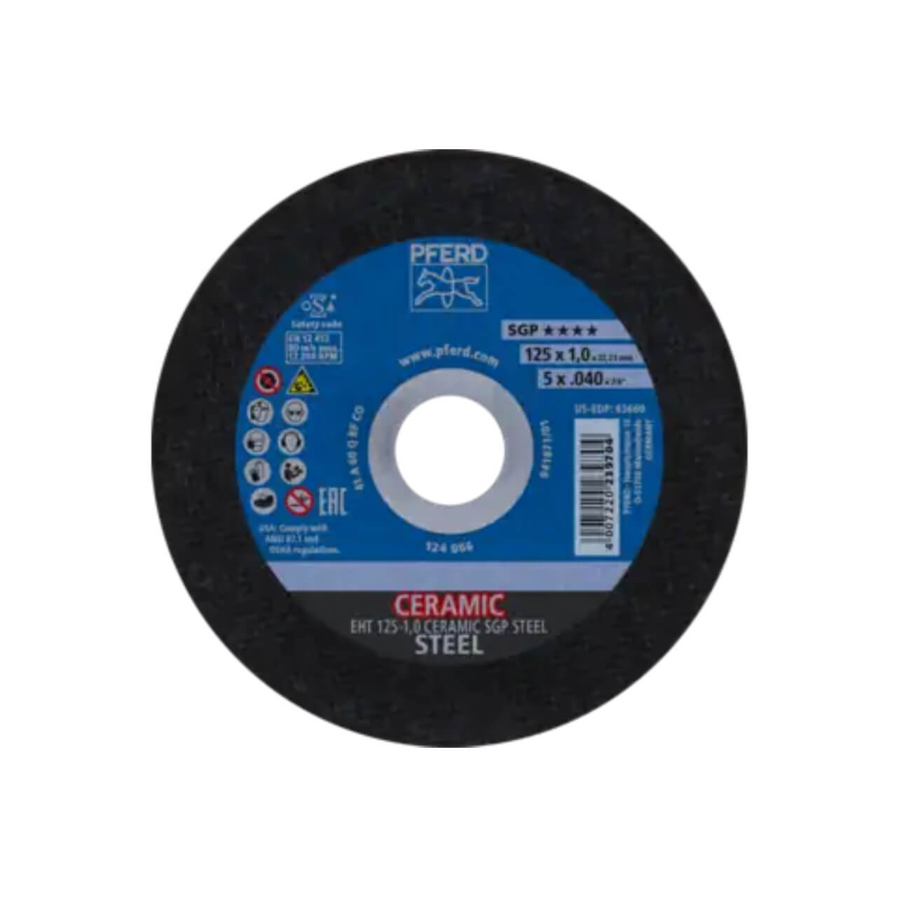 Pferd EHT Ceramic SGP 125x1.6x22 U/Thin Cutting Disc Steel