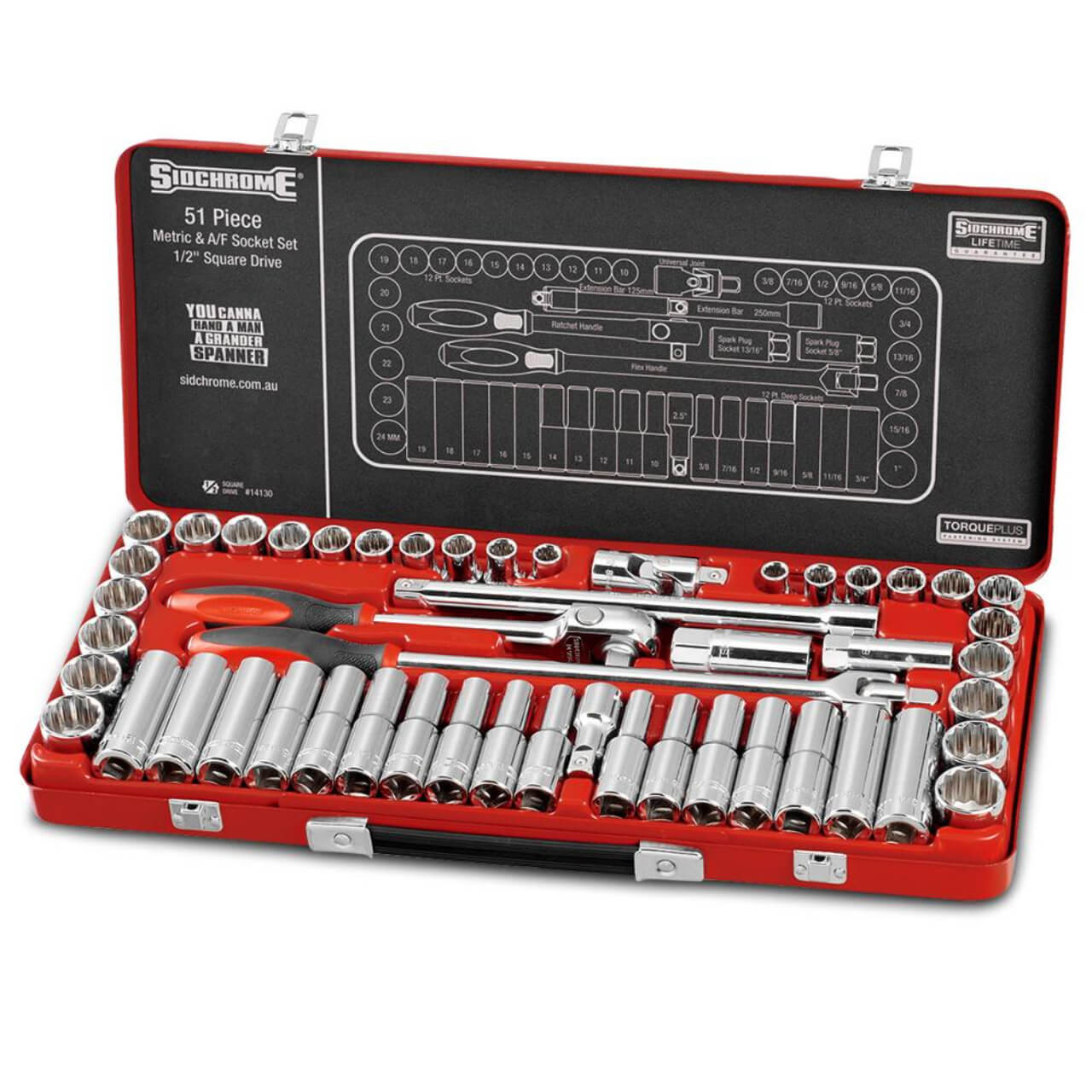 Sidchrome 1/2 Dr Socket Set Metric & Imperial 51pce
