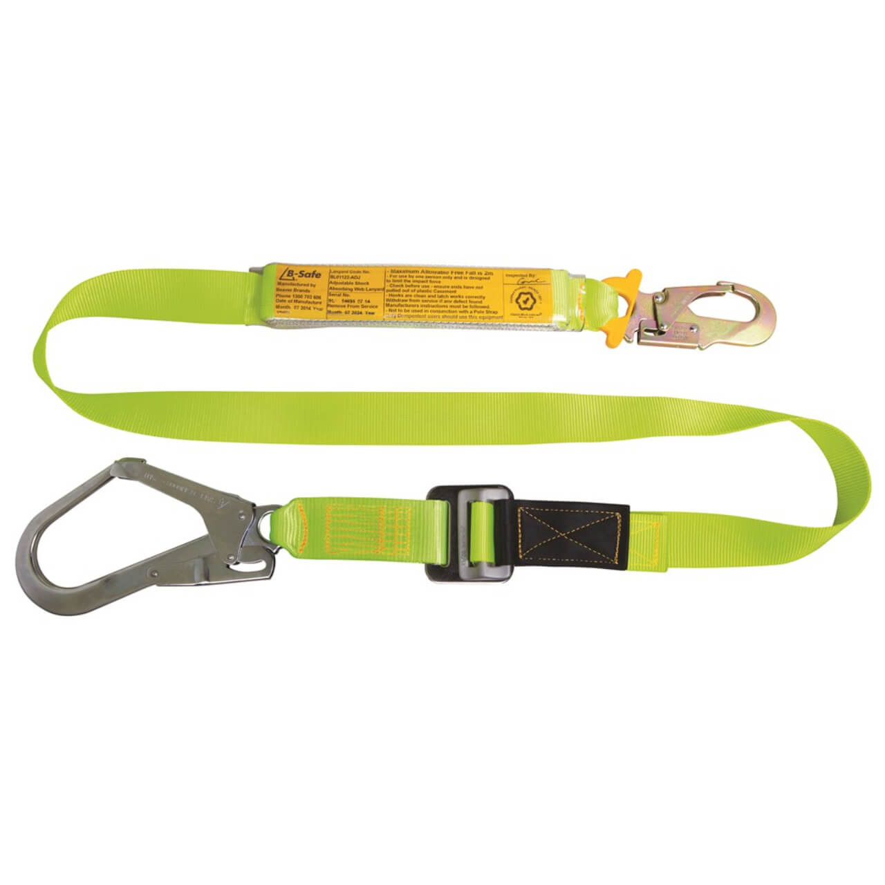 Beaver Shock Absorbing Lanyard B-Safe Web 2M-0.7M Adjus Stel Snp Hok Hook & Scaff Hook50KG-140KG