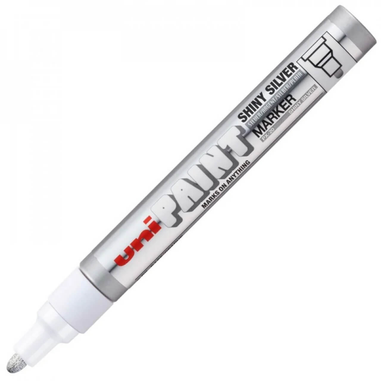 Uniball PX20 2.8mm Medium Bullet Paint Marker Shiny Silver