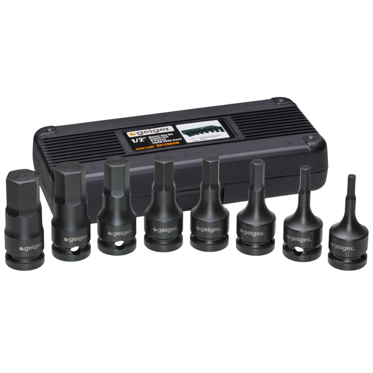 Geiger 1/2” Drive Metric Hex Bit Set