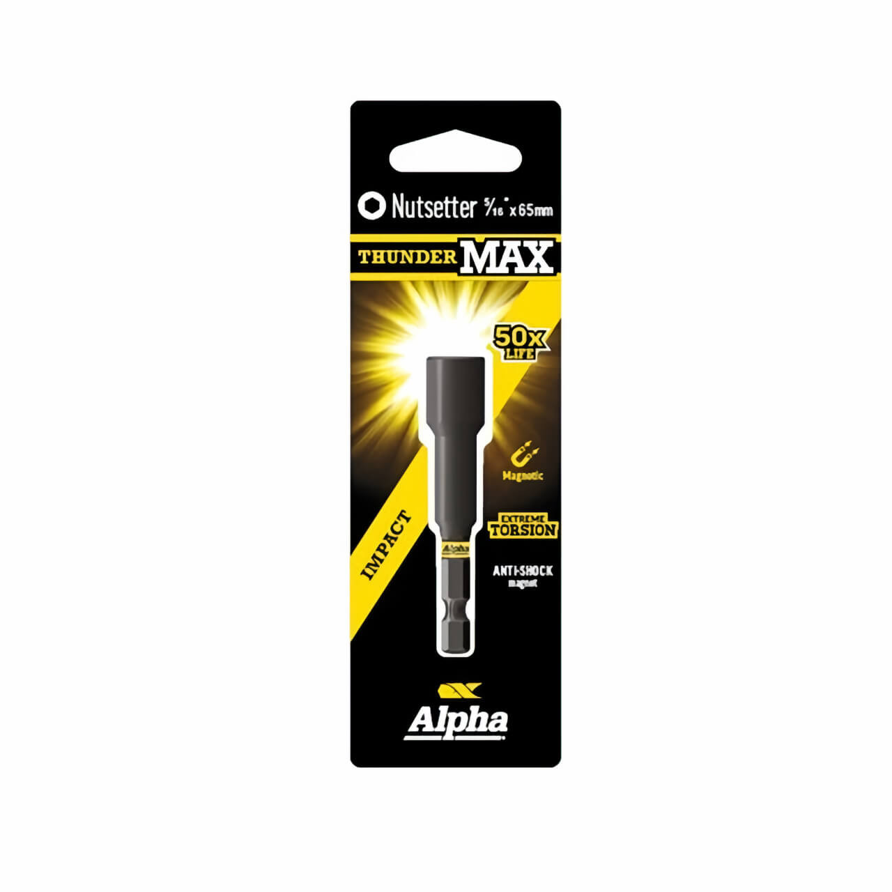 Alpha ThunderMax 5/16x65mm Impact Magnetic Nutsetter Carded