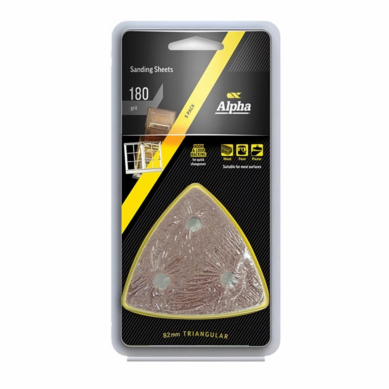 Alpha 82mm Triangular 180 Grit Multi-Tool Sanding Sheet 5pk