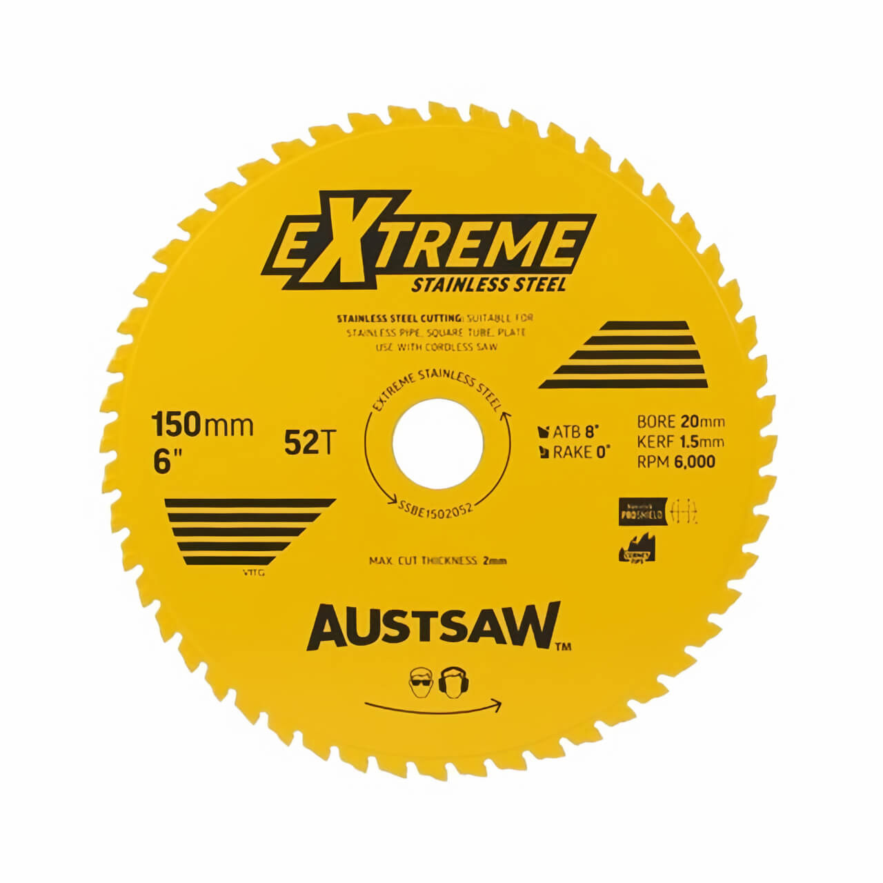 Austsaw Extreme Stainless Steel Blade 150mm x 20 x 52T