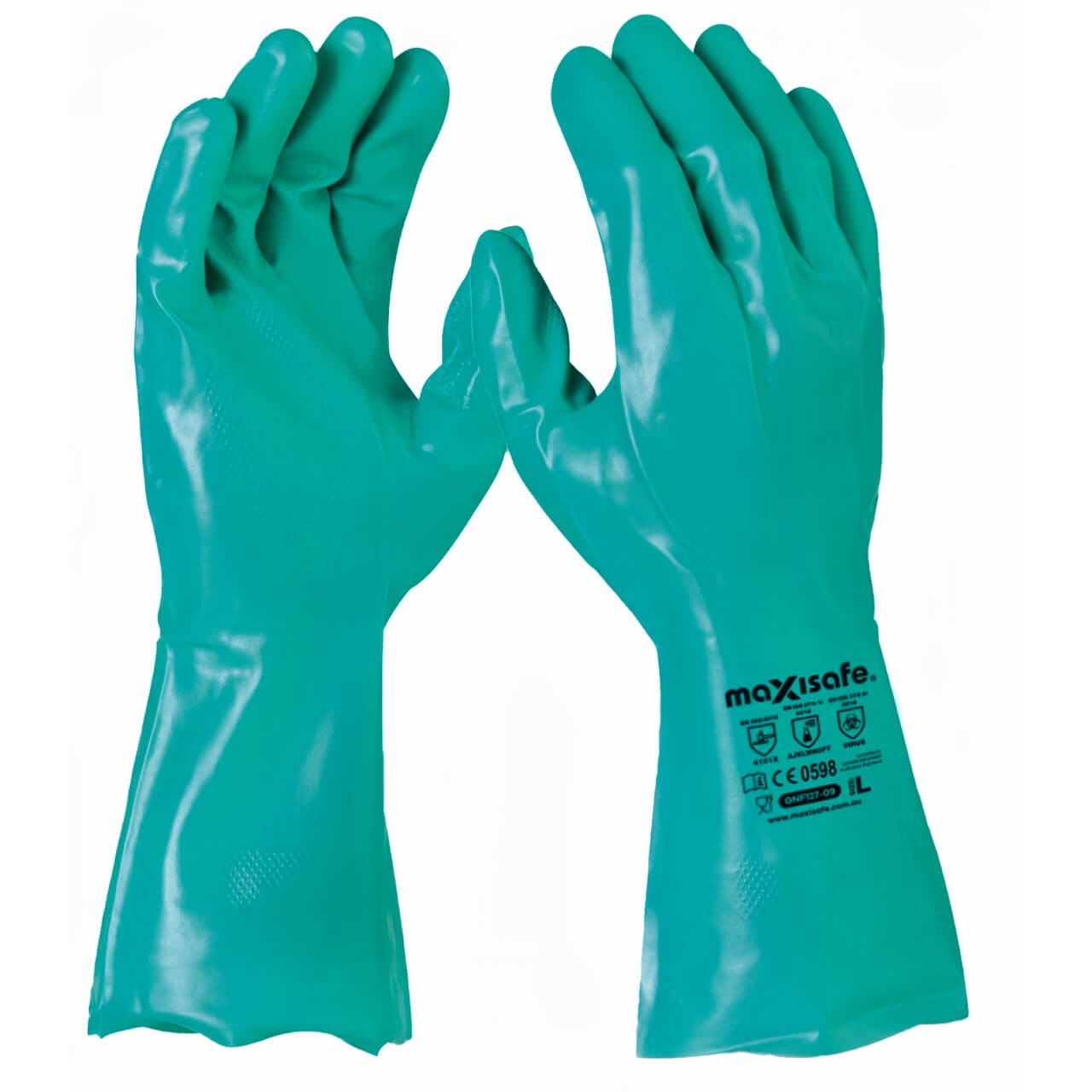 Green Nitrile Chemical Glove 33cm Size 09 L