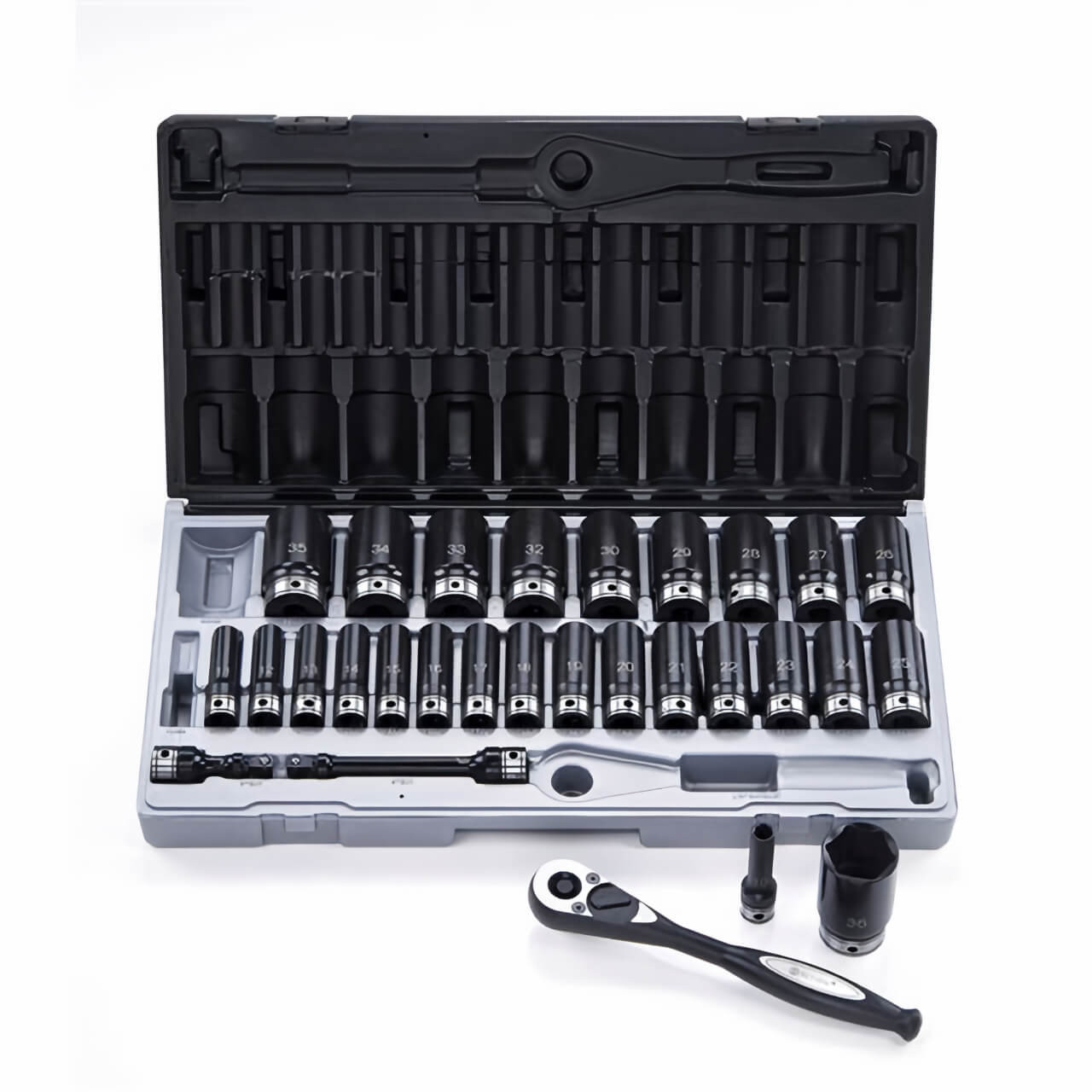 Dual Action 1/2 Dr 10-36mm C/M 6pt Impact Deep Socket Set Metric 29pce