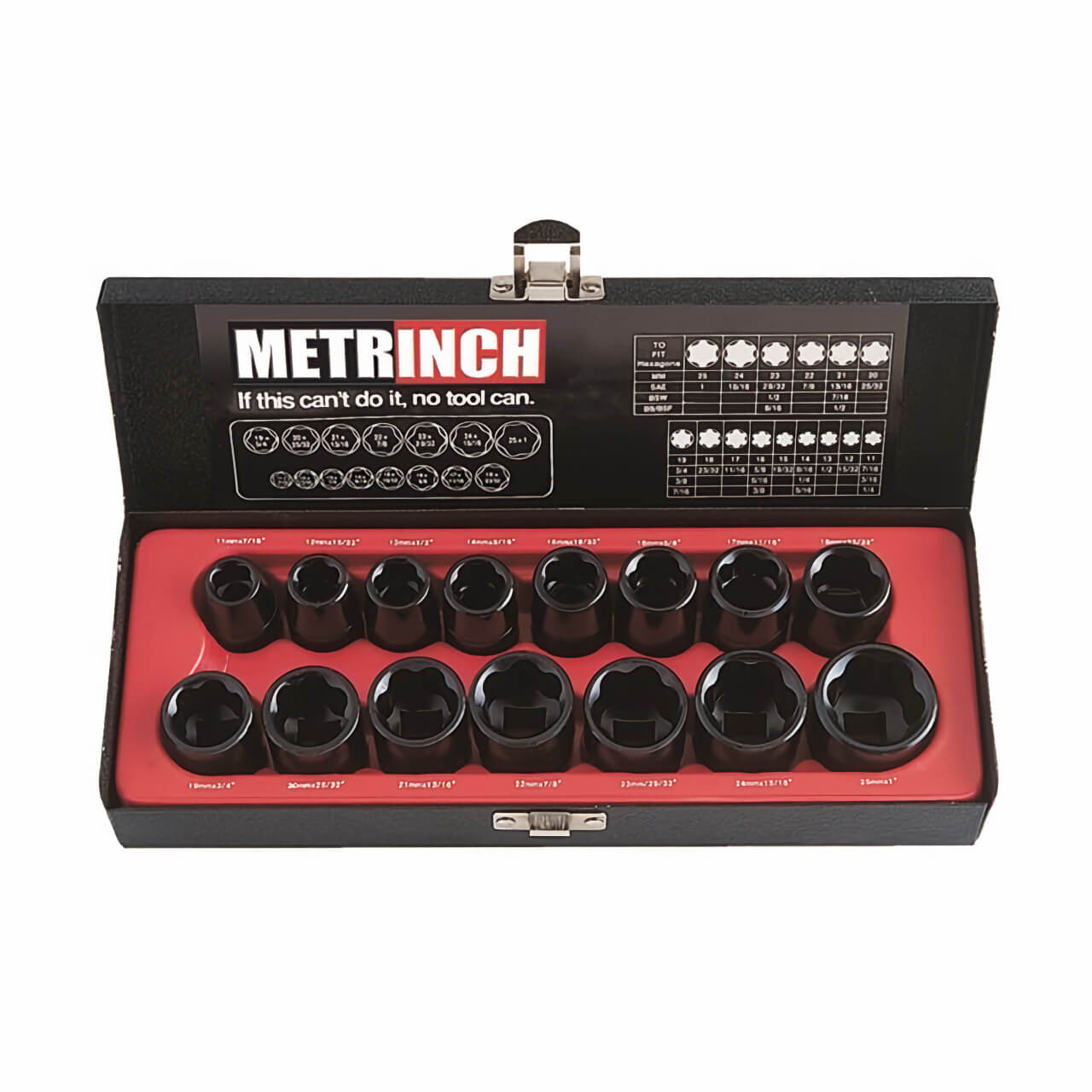 Metrinch 1/2” Dr Impact Socket Set 15 Pce