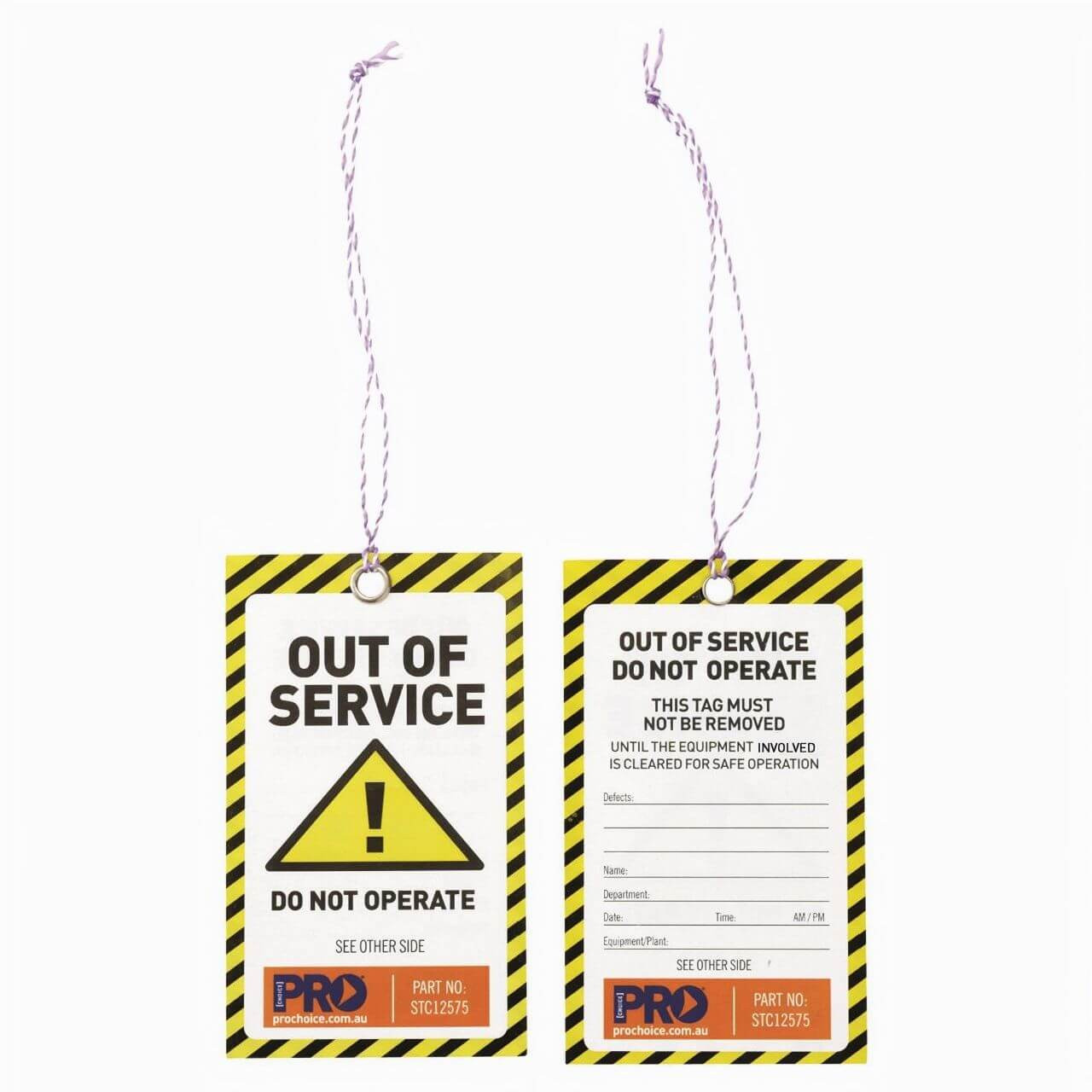 Yellow 'Out of Service' Safety Tags Non Tear 100pk