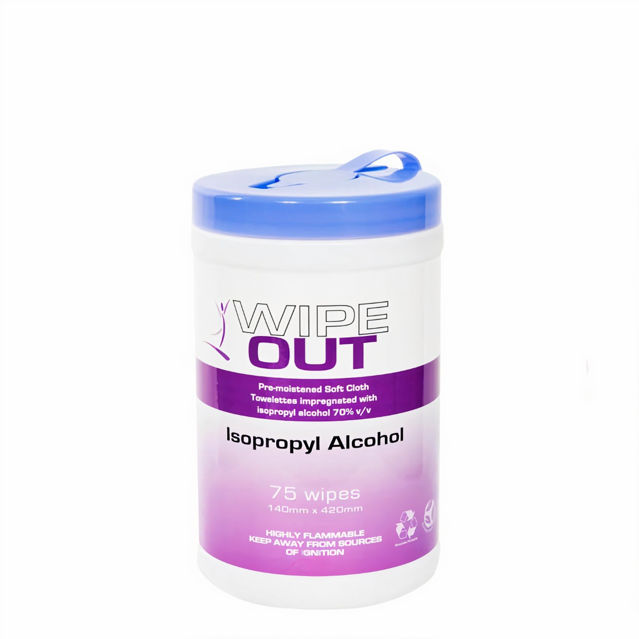 Wipe Out Isopropyl Alcohol Wipes 75/tub