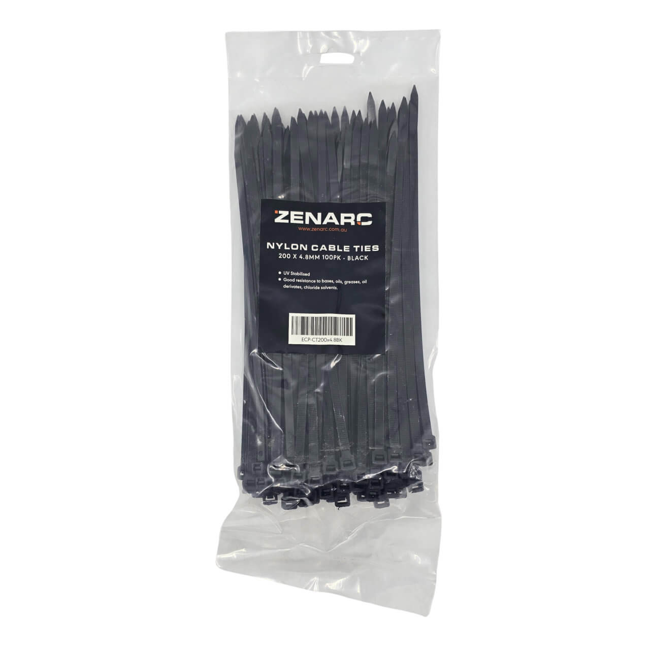 Cable Tie Black 200 x 4.8mm 100pk
