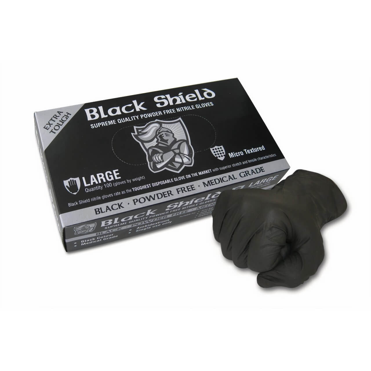 'Black Shield' Heavy Duty Nitrile. Unpowdered L 100/box