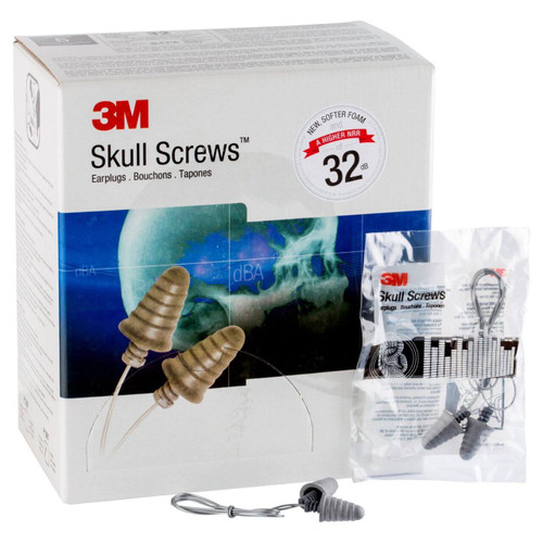 3M Skull Screws Grey Earplugs Corded 120box