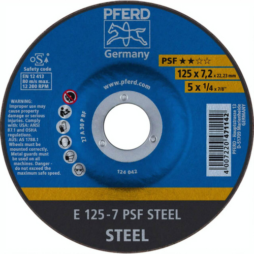 Pferd A30P PSF Steel 125x7x22 Grinding Disc