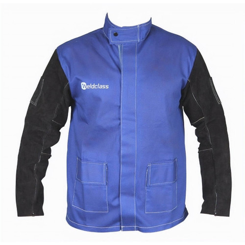 Weldclass Promax Blue FR Jacket w/Leather Sleeves 3XL