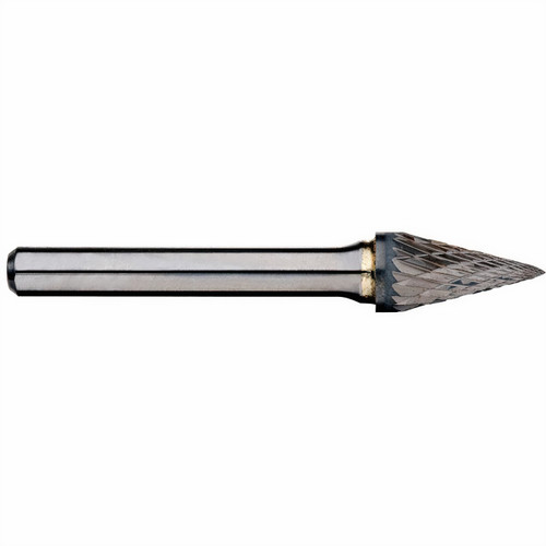 Alpha 1/4x1/2 Pointed Cone Carbide Burr 1/4 Shank