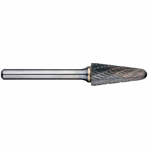 Alpha 3/8x1-1/16 Tapered Ball Nose Carbide Burr 1/4 Shank