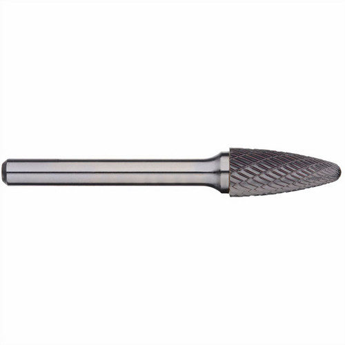 Alpha 12.7x25mm Tree Radius End Carbide Burr 6mm Shank 150mm Long