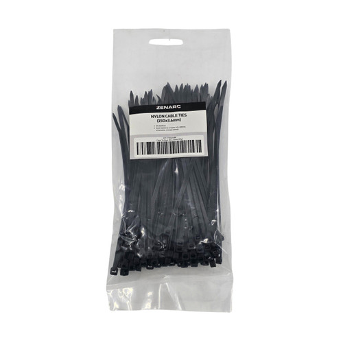 Zenarc Cable Tie Black 150 x 3.6mm 100pk