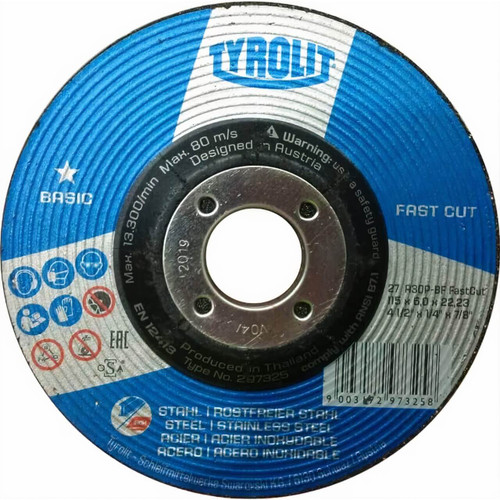 Tyrolit A30P-BFB 115x6x22 GP Fastcut Grinding Disc