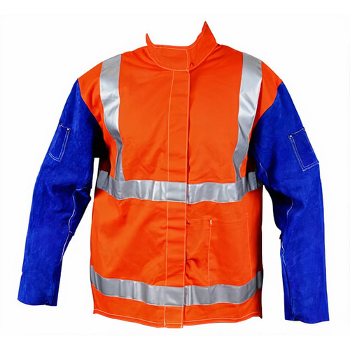 Promax HV2 Hi-Vis FR Jacket w/Leather Sleeves L