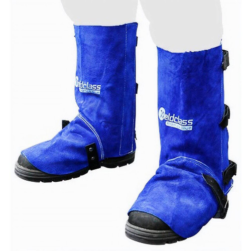 Promax Blue Leather Welding Spats Buckle & Strap 310mm
