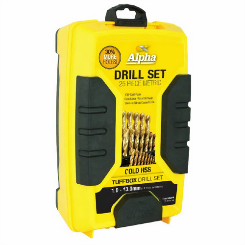 Alpha 1.0-13.0mm Metric Gold Series Tuffbox Drill Set 25pce