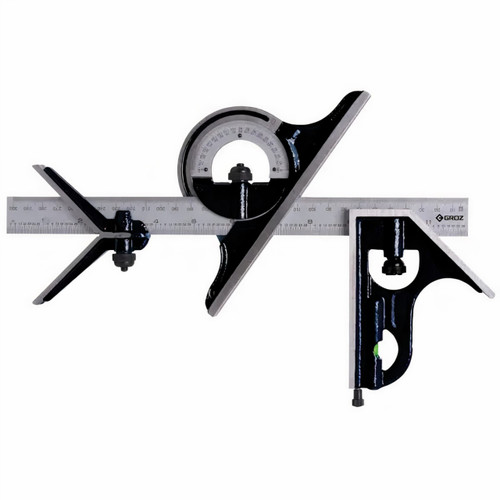 Groz CSQ/12/4/ST Combination Square Set with 12”/300mm Blade 4pce