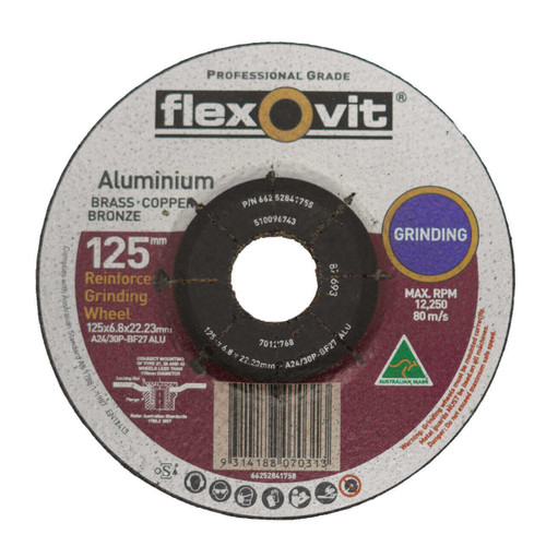 Flexovit A24/30P 125x6.8x22 Aluminium Grinding Disc