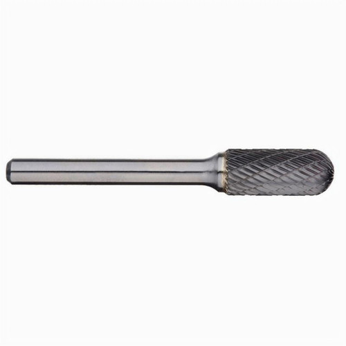 Alpha 1/2x1 Cylindrical Ball Nose Carbide Burr 1/4 Shank 6” Long