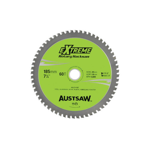 Austsaw 185mm Rotary Hacksaw Blade 20/16mm Bore 60 Teeth
