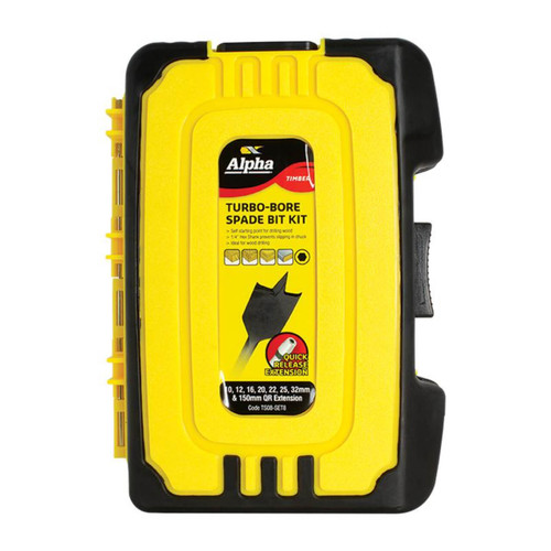 Alpha 10-32mm Timber Wood Spade Bit Set W/ Extension Bar 8pce