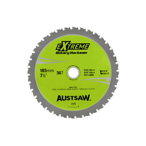 Austsaw - 185mm (7in) Rotary Hacksaw Blade - 20/16mm Bore - 36 Teeth