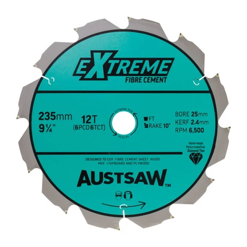 Austsaw - 235mm (9 1/4in) Polycrystalline Diamond Blade - 25/20mm Bore - 6PCD 6TCT Teeth