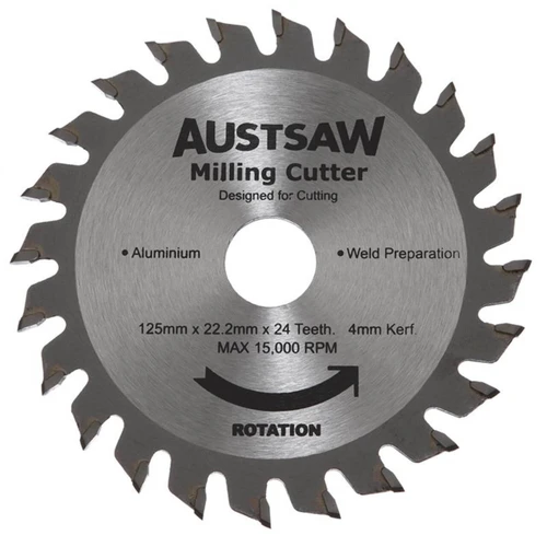 Austsaw 125mm (5”) 4mm Milling Cutter Blade 24 Teeth