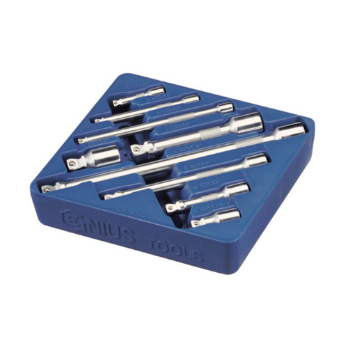 Genius 1/4 3/8 & 1/2 Dr C/V Wobble Extension Bar Set 9pce