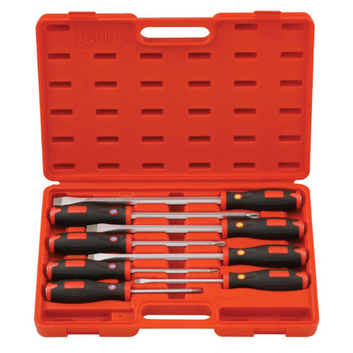 Genius Slotted & Philips Tang-Thru Screwdriver Set 8pce