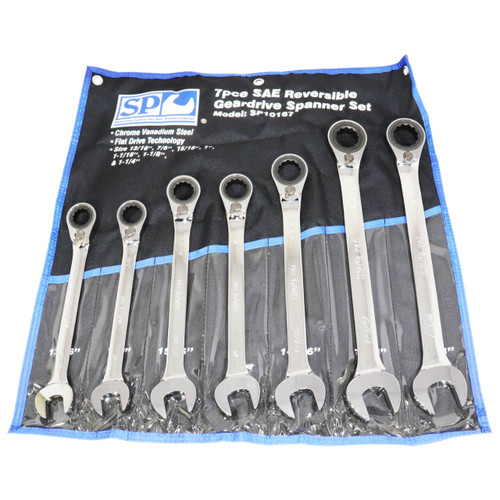 SP Tools 13/16-1-1/4 Reversible Geardrive ROE Spanner Set Imperial 7pce