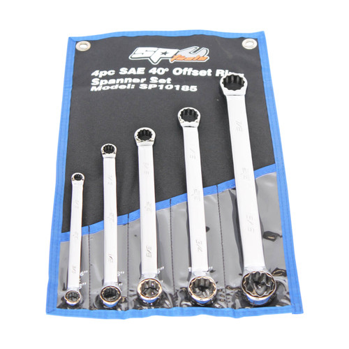 SP Tools 5/16-15/16 40° Offset Double Ring Spanner Set Imperial 5pce