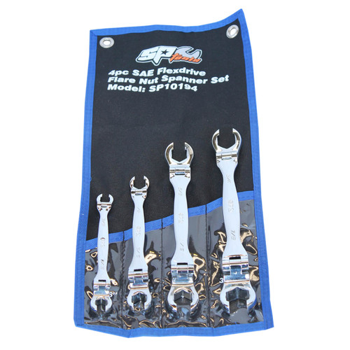 SP Tools 3/8-7/8 Flex Head Flare Nut Spanner Set Imperial 4pce